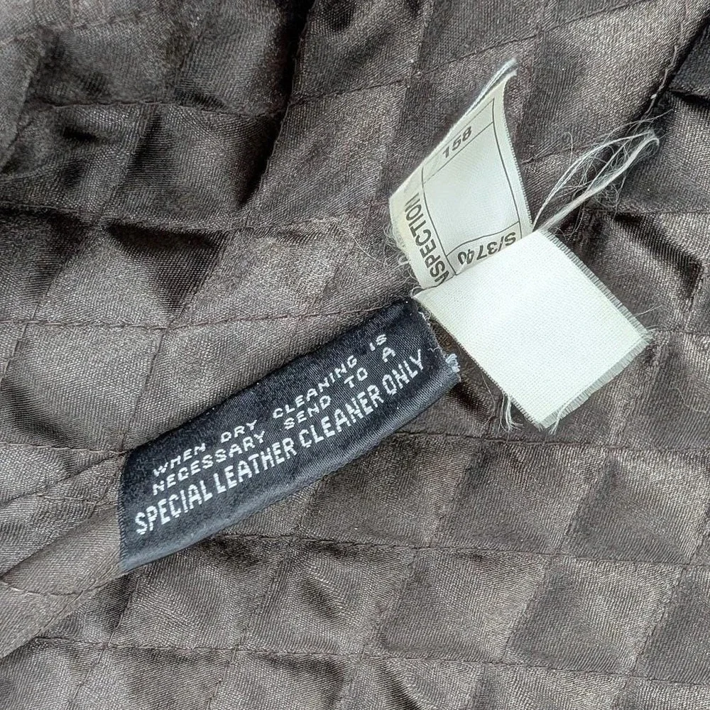 Tannery West‎ Brown Leather Belted Moto Jacket Asymmetrical Zip Quilted L